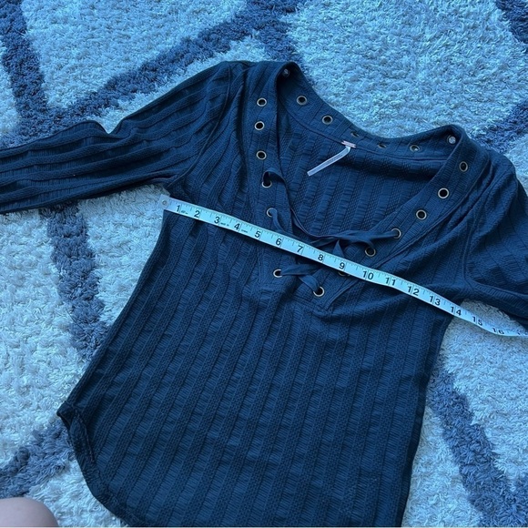 Free People Ice Cold Ribbed Lace Up Neck Top - Picture 7 of 10
